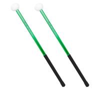 FRCOLOR Aluminum Alloy Felt Head Snare Drumsticks Drum Mallets for Marching Drum Performance Practice with Green Felt Tips