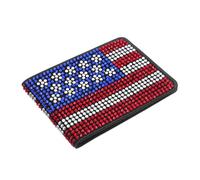FRCOLOR American Flag Rhinestone Driver's License Card Holder PU Car Registration Insurance Organizer Sparkling Patriotic Vehicle Document Wallet for Trucks