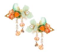 FRCOLOR Ancient Style Pumpkin Persimmon Hair Clips with Floral Headdress Pins Creative Orange Fruit Hair Accessories for Women Thanksgiving Gift for Autumn Festival Hairstyles