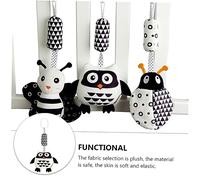 FRCOLOR Animal Themed Owl Wind Chime Crib Pendant for Newborns Black and White Visual Stimulation Hanging Doll with Clip for Cot Enhances Grasping and Sensory Development