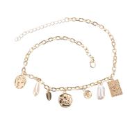 FRCOLOR Antique Gold Alloy Pendant Necklace for Women Detailed Human Head Charm Square Plate Lightweight Metal Neck Chain Jewelry Durable and Comfortable Daily Wear Accessory