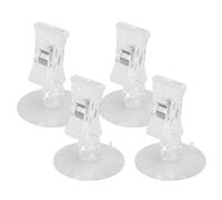 FRCOLOR Aquarium Feed Clips 4-Pack Clear Suction Cup Holders for Fish Tank Vegetable & Seaweed Feeding Accessories Underwater Clamp