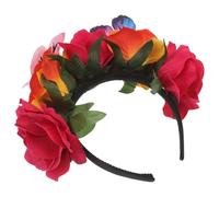 FRCOLOR Artificial Flower Headband with Butterfly Motif Faux Braid Material for Mexican Independence Day Celebrations Beach Parties and Birthday Occasions Simulation Rose Floral Hair