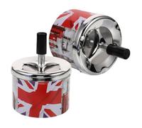 FRCOLOR Ash Bucket Stainless Steel Portable Ashtray with Rotating Lid, 2pcs, Automatic Extinguishing, Home Office Use, Decorative