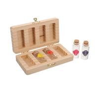 FRCOLOR Baby Keepsake and Fetal Hair Box for Infants Solid Wood DIY Baby Tooth Container 4- Slots for Memory Collection