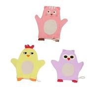 FRCOLOR Baby Shower Towel 3pcs Cartoon Animal Pattern Soft Bath Scrubber Mitts Easy Carry for Infant Bathing and Playful Shower Moments