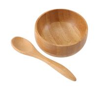 FRCOLOR Bamboo Bowl Spoon Set for DIY Skincare and Face Mask Mixing Compact Mini Tool for Homemade Beauty and Hair Colour Blending