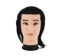 FRCOLOR Barber Mannequin for Salon Training and Mobile Cosmetology Classes Male Hairdresser Practice Head with Real Human Hair Versatile High-temperature Fibre Styling Doll