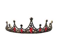 FRCOLOR Baroque Crowns Wedding Baroque Tiara Retro Bridal Crown Vintage Crystal Headband Gothic Wedding Tiara Halloween Gemstone Wedding Headpiece (Black Red）