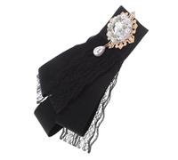 FRCOLOR Baroque Lace Bow Tie Brooch Pin with Sparkling Rhinestones and Faux Pearls for Women S Clothing Bags and Lolita Accessories Intricate Pre-tied Design Elegant Vintage Style for