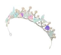 FRCOLOR Baroque Mermaid Seashell Crown with Blue Rhinestones and Resin, Lightweight Comfortable Wear, for Beach Weddings and Casual Styling, Elegant Daily Accessory Crown for Women