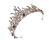 FRCOLOR Baroque Pearl Crown Wedding Tiara Black Bride Headband Birthday Hair Accessory Female Headdress Ornament
