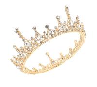 FRCOLOR Baroque Style Crown Crystal Crown Alloy Hair Decoration Wedding Hair Decor Bride Celebration 7.07x7.07x1.97inch round Copper