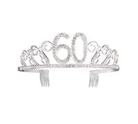 Frcolor Birthday Crystal Tira 60th Birthday Crown Headband Rhinestones Tiara with Comb