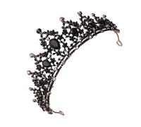 FRCOLOR Black Crystal Rhinestone Crown Baroque Headpiece Gold Tiara for Bride Wedding Women Retro Crystal Baroque Headband Alloy Coronation Hair Accessories
