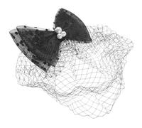 FRCOLOR Black Lace Bow Classic and Sweet Style Multi-functional Hair Accessory Hair Clip Easy to Use Fascinator for Women for Parties and Weddings
