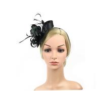 FRCOLOR Black Satin Fascinator Wedding Hairband Flower Headpiece for Bride Bridesmaid Party Hair Accessory