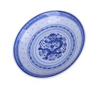 FRCOLOR Blue Ceramic Fruit Plate with Chinese Retro Dragon Pattern, Safe for Food Storage and Serving, Elegant Artistic Design for Weddings and Parties, Vintage Style Appetizer Dish