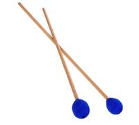 FRCOLOR Blue Yarn Head Marimba Mallets with Maple Handle Percussion Beaters for Adults Musical Instruments Replacement Sticks for Glockenspiel Xylophone