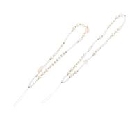 FRCOLOR Bohemian Style Pearl Shell Phone Hanging Chain 2pcs Anti-lost Beads Wrist Strap Decorative Mobile Phone DIY Chain Accessory White