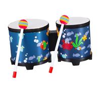 FRCOLOR Bongo Drum Wooden Percussion Instrument with Underwater World Pattern, Handheld Rhythm Drum for Early Education and Musical Learning, Suitable for Adults and Children