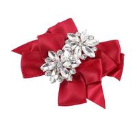 FRCOLOR Bow Shoe Clips for Bridal Shoes, Red Crystal Decor, Detachable