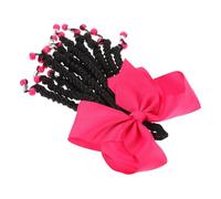 FRCOLOR Bowknot Braided Ponytail Extension for Lightweight Smooth Synthetic Hair for DIY Braids and Ponytails Fashionable Beading Hairpiece in Rose Red Transparent Comfortable and