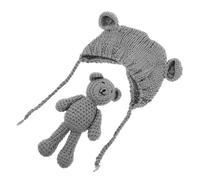 FRCOLOR Boy Girl Bear Hat Knit Beanie Bear Doll Warm Cozy Breathable Knitting Winter Hat for Newborn Photography Girls Winter Caps Boy Beanie Soft