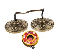 FRCOLOR Brass Bell Handmade Tibetan Style Cymbals Bell for Yoga Meditation Relax Small Percussion Instrument Toys for Home Studio Use