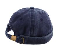 FRCOLOR Breathable Washed Cotton Brimless Hat Soft Rolled Cuff Retro Style Unisex Skull Cap for Summer Beach Travel Couples Urban Hip Hop Fashion Dark Blue