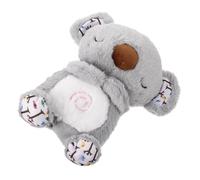FRCOLOR Breathing Bear Plush Soft Soother for Boy Girl Washable Comforting Grey Stuffed Animal with Breath Sensitive Music for Relaxation