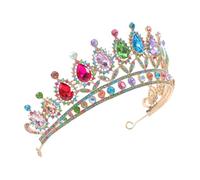 FRCOLOR Bridal Crown Wedding Headband Princess Accessory for Bride Glass Crystal Headpiece for Birthday Party