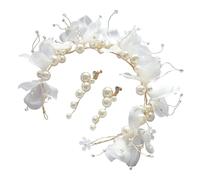 FRCOLOR Bridal Headband Earrings Bride Hair Accessories Wedding Hairpiece Pearl Decor Headwear for Wedding