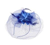 FRCOLOR Bridal Headpiece Decoration Unique Flower Yarn Headband with Veil for Weddings Parties Cosplay Durable Skin Friendly Hair Accessory Blue for Photography Special Occasions