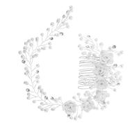 FRCOLOR Bridal Pearl Flower Hair Headpiece Elegant Rhinestone Combs Hairpins and Headbands for Brides and Bridesmaids Wedding Accessories for Special Occasions