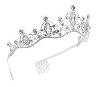 FRCOLOR Bridal Tiara Crown Headband for Women Elegant Wedding Crown with Rhinestones Lightweight Comfortable for Weddings Prom Birthdays Special Occasions