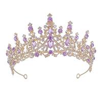 FRCOLOR Bridal Tiara Headband Rhinestone Crystal Crown Wedding Hair Accessory for Proms Birthday Parties Photoshoots