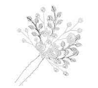 FRCOLOR Bride Hair Accessories Pearl Flower Hairpin Silver Hs-j7120s0 Versatile Hair Fork for Weddings Proms and Night Out