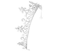 FRCOLOR Bride Rhinestone Pearl Crown Headband, Silver Alloy Wedding Tiara Hair Accessory for Bridal, Party, and Photography, Princess Headdress for Women