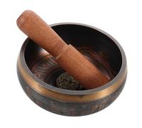 FRCOLOR Buddhist Pottery Chanting Bowl Handmade Healing Singing Bowl for Meditation Tibetan Mallet Spiritual Yoga Accessory