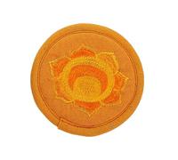 FRCOLOR Buddhist Sound Bowl Mat Handmade Embroidered Round Cushion Religious Decorative Pad for Meditation Yoga Studio with Unique Pattern 16cm Orange