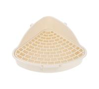 FRCOLOR Bunny Litter Box Oatmeal White Anti-fall Plastic Potty Trainer for Rabbits Guinea Pigs Hamsters Small Animals Cage Toilet Cleaning Equipment