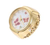 FRCOLOR Butterflies Ring Watch Decorative Finger Jewelry Watch Elegant Gold and Silver Tone Creative Timekeeping Accessory for Women Daily Wear Stylish Round Dial Design