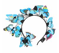 FRCOLOR Butterfly Fascinator Hat Derby Headband Light Up Festival Crown Halloween Costume Boho Wedding Headpiece for Women Girls Carnival Party