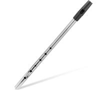 FRCOLOR C Key Irish Whistle Flute with Silver Finish and Tutor Book, High Pitch Metal Whistle for Beginners, Boys and Girls and Adults Music Learning Instrument