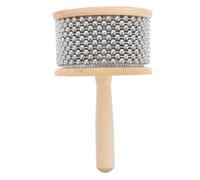 FRCOLOR Cabasa Hand Percussion Instrument Wooden Cabasa with Metal Beaded Chain and Cylinder Pop Shaker, Beige, Diameter 11.3cm, Easy to Learn Musical Instrument for Beginners, Personal