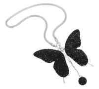 FRCOLOR Car Rear View Mirror Charm with Rhinestone Butterfly Pendant Black Bling Car Mirror Hanging Accessory for Women’s Auto Decor