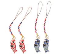 FRCOLOR Carp Flags Phone Charms 4Pcs Alloy Rope Keychain Lightweight Portable for Mobile Phone Bag Everyday Use Japanese Culture Symbol