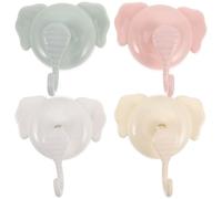 FRCOLOR Cartoon Elephant Cup Hooks Wall Mounted Towel Hanger 4pcs with Strong Power and Versatile Use Cute Charming Design for Bathroom and Kitchen