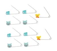 FRCOLOR Cartoon U-sharped Safety Pins with Locking Closures for Babies, Animal Buckle Design, Baby Diaper Fasteners, Random Colors, 10pcs Set for Cloth Diaper Secure Use